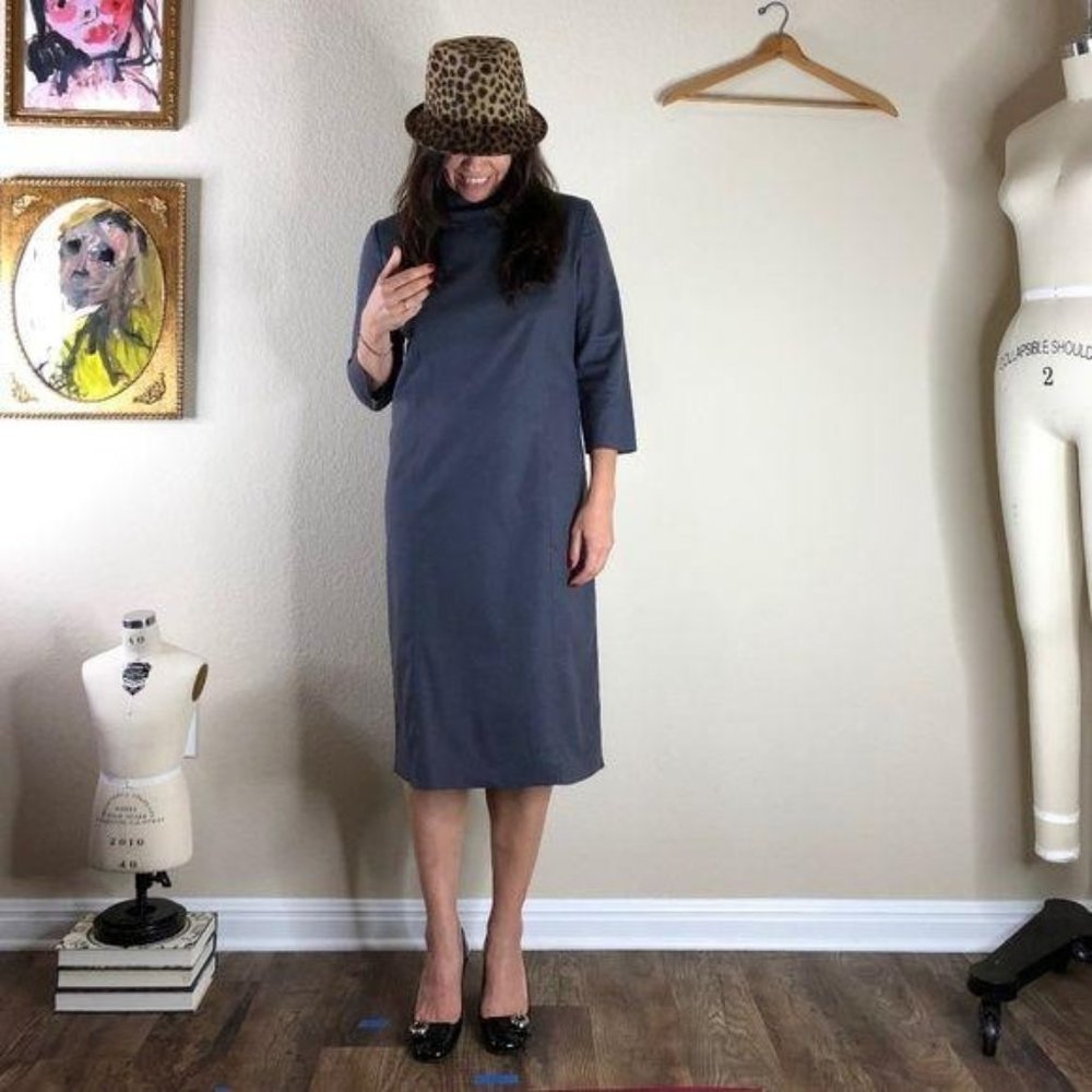 Vivienne Tam Mock Neck Midi Dress